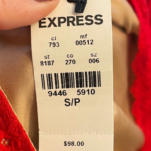 NWT Express Long Sleeve Short Lace Dress with Open Back - Picture 6 of 6